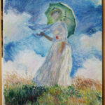 モネの代表作「日傘をさす女」をパステルで模写