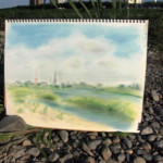 多摩川でスケッチ(ソフトパステル使用) 多摩川でスケッチ(ソフトパステル)